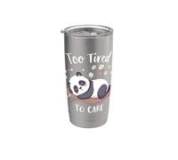 Demasiado Cansado Para Cuidar Dormir Panda Arte Relax Vaso térmico de acero inoxidable de doble pared