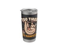 Demasiado cansado para manifestar un divertido café perezoso Vaso térmico de acero inoxidable de doble pared