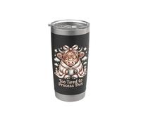 Demasiado cansado para procesar esta acogedora vaca Vaso térmico de acero inoxidable de doble pared