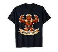 Demasiado Duro para morder Gingerbread Man Christmas Fitness Fans Camiseta