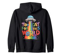 Demasiado gay para este mundo Alien UFO - Ally LGBTQ Pride Month Sudadera con Capucha