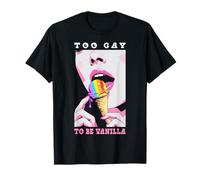 Demasiado Gay Para Ser Vanilla Lesbianas Chica Labios Rainbow Ice Cream Camiseta