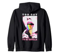 Demasiado Gay Para Ser Vanilla Lesbianas Chica Labios Rainbow Ice Cream Sudadera con Capucha