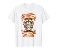 Demasiado Joven para jubilarse Demasiado pobre para cuidar el café de Mapache Camiseta gráfica económica, Hombre, Blanco, M