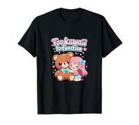 Demasiado Kawaii para funcionar Chibi Girl Abrazando a un Oso Camiseta