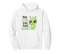 Demasiado Lindo para Este Planeta Extraterrestre OVNI Abducción Kawaii Sci Fi Sudadera con Capucha
