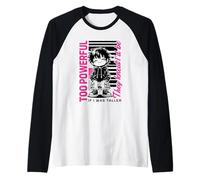 Demasiado Poderoso Si Fuera Más Alto Anime Altura Humor Meme Camiseta Manga Raglan