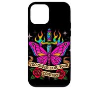 Demasiado Queer para tu Comodidad Arco Iris Mariposa Tatuaje Arte LGBT Carcasa para iPhone 12 Mini