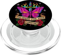 Demasiado Queer para tu Comodidad Arco Iris Mariposa Tatuaje Arte LGBT PopSockets PopGrip para MagSafe