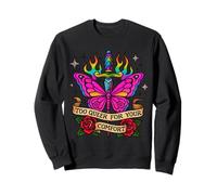 Demasiado Queer para tu Comodidad Arco Iris Mariposa Tatuaje Arte LGBT Sudadera