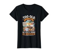 Demasiado Viejo para cuidar Club Mi Dar un Maldito está Roto Camiseta gráfica económica, Mujer, Negro, L