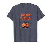 Demasiado Viejo para engañar Demasiado Joven para Tratar el Humor de Halloween Camiseta, Hombre, Azul Jaspeado, S