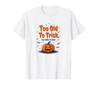Demasiado Viejo para engañar Demasiado Joven para Tratar el Humor de Halloween Camiseta, Hombre, Blanco, XXL
