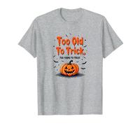 Demasiado Viejo para engañar Demasiado Joven para Tratar el Humor de Halloween Camiseta, Hombre, Gris Jaspeado, 6XL