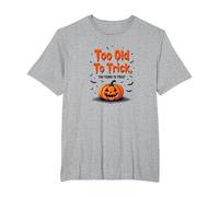 Demasiado Viejo para engañar Demasiado Joven para Tratar el Humor de Halloween Camiseta, Hombre Tallas Grandes, Gris Jaspeado, 2X Alto