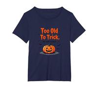 Demasiado Viejo para engañar Demasiado Joven para Tratar el Humor de Halloween Camiseta, Mujer Tallas Grandes, Azul Marino, 4XL Grande