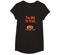Demasiado Viejo para engañar Demasiado Joven para Tratar el Humor de Halloween Camiseta, Niñas, Negro, XS
