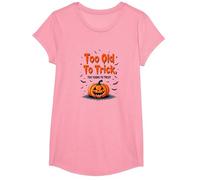 Demasiado Viejo para engañar Demasiado Joven para Tratar el Humor de Halloween Camiseta, Niñas, Rosado, Grande