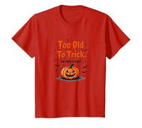 Demasiado Viejo para engañar Demasiado Joven para Tratar el Humor de Halloween Camiseta, Niños, Rojo, 3 años