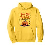 Demasiado Viejo para engañar Demasiado Joven para Tratar el Humor de Halloween Sudadera con Capucha, Unisex para Adultos, Limón, M
