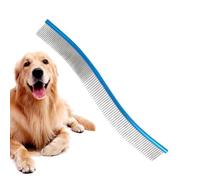 Dematting Comb For Dogs, Curved Pet Grooming Tool, Metal Teeth Hair Removal, Knot Remover, Cat And Dog Grooming Comb, Stainless Steel, Aluminum Handle, 8.66 Inches
