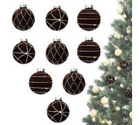 demaxiyad Bolas de Navidad de Terciopelo | 9 Piezas con navideños con pedrería | Bolas flocadas Brillantes de árbol, para árbol de Fiestas de Invierno Corona Puerta Ventana, Guirnalda