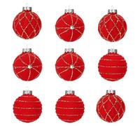 demaxiyad - Bolas navideñas de Terciopelo, 9 Piezas con navideños con pedrería, Bolas flocadas Brillantes, de árbol | para árbol de Fiestas de Invierno, Corona para Puerta, Ventana