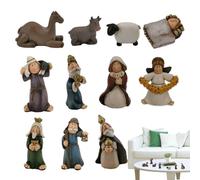 demaxiyad Figuras de Belén,Figuras de Belén de Navidad,Artesanías pequeñas de Mesa con decoración de Escena de Nacimiento de Jesús de Resina de 11 Piezas | Decoración artística de la Natividad