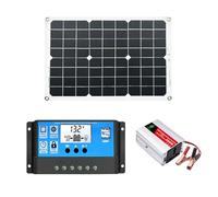 demaxiyad Juego de Paneles solares - Controlador de Carga Solar con Panel Solar de 18W 12V - para RV Fuera de la Red con batería e inversor, Controlador de Carga de 30 A, inversor