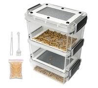 demaxiyad - Kit de cría de larvas de tenebrión para gallinas, bandeja de cría transparente para seda, contenedor de alimentación para harina, para amantes de los animales, ganaderos, granjas, escuelas