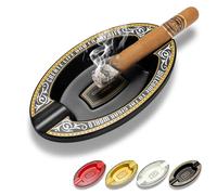 Demcigar Cenicero para puros con 2 soportes, cenicero portátil para interior y patio exterior (negro)