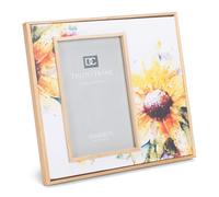 Demdaco Dean Crouser Sunflower Yellow Flower Wall Art tiene una foto de 4 x 6 en 8.75 x 7.75 marco de mesa de madera y lienzo