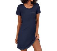 Demegimi Camisones Mujer Algodón Camisón Sexy Mujer de Encaje Verano Largos Pijama de Mujer de Manga Corta Ligero y Suave para Casa