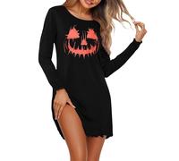 Demegimi Camisones Mujer Invierno Algodón Camisón Mujer Manga Larga Suave y Cálido con Estampado de Corazón S-XXL
