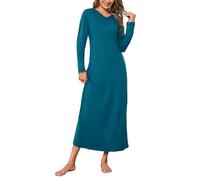 Demegimi Camisones Mujer Invierno de Algodón Camison Manga Larga Cuello en V Pijama de Manga Larga Camison de Mujer para Dormir