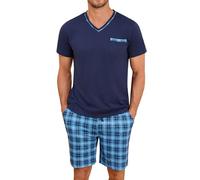 Demegimi Conjunto de Pijama para Hombre Verano, Pijamas Cortos de Manga Corta y Pantalones Cortos, Ropa de Dormir Juvenil y Cómoda para Hombre