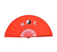 Demeras Abanico de Artes Marciales Seda de bambú Tai Chi Baile Entrenamiento Rendimiento Aficionado Rojo(Rojo)