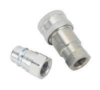 Demeras Acoplador Rápido Hidráulico Flujo Eficiente para Maquinaria de Construcción y Registro 3/8 Pulgadas NPT Acero 2 Piezas