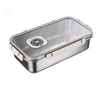 Demeras Caja de Pan de Acero Inoxidable, Contenedor Hermético de Almacenamiento de Pan para Grabación de Tiempo, para Mostrador de Cocina, 13,19x7,09x3,15 Pulgadas (Hebilla beige)