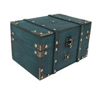 Demeras Cofre del Tesoro Vintage, Caja de Almacenamiento Decorativa Compacta Multifuncional para Joyas, Piezas de Metal y Cuero para el Hogar (Verde)