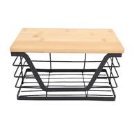 Demeras Dispensador de Bolsas de Basura Montado en la Pared con Estante de Madera Resistente para Organización de Cocina y Cuarto de Lavado (Grande: 26,8x15,5x17cm/10,55x6,10x6,69 Pulgadas)