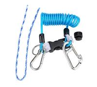 Demeras Lanyard de Buceo Anti-Lost Spring Coil Lanyard Scuba Diving Lanyard Clip de Hebilla de liberación rápida con mosquetón de Acero Herramienta de Seguridad de Emergencia(Azul)