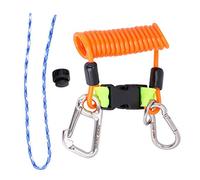 Demeras Lanyard de Buceo Anti-Lost Spring Coil Lanyard Scuba Diving Lanyard Clip de Hebilla de liberación rápida con mosquetón de Acero Herramienta de Seguridad de Emergencia(Orange)