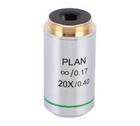 Demeras Lente Objetivo Plan 20X de Alta Resolución para Microscopio Biológico, Investigación Educativa, Aleación de Aluminio