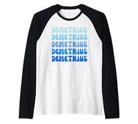 Demetrius Retro Name Stack Design Camiseta Manga Raglan