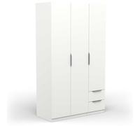 Demeyere 391368 Vestidor con Armario Moderno 3 Puertas 2 cajones 4 nichos, Color Blanco Mate, 119,4 x 51,1 x 203 cm, Madera de ingeniería, Gris