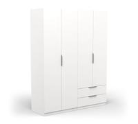 Demeyere 391370 vestidor con Armario Moderno 4 Puertas 5 estantes 2 cajones, Color Blanco Mate, 157,3 x 51,1 x 203 cm, Madera de ingeniería, Gris