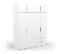 Demeyere 391373 Vestidor con Armario Moderno 8 Puertas 5 estantes 2 cajones, Color Blanco Mate, 157,3 x 51,1 x 203 cm, Madera de ingeniería, Gris