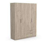 Demeyere 391392 Vestidor con Armario Moderno 4 Puertas 5 estantes 2 cajones, Color Roble Kronberg, 157,3 x 51,1 x 203 cm, Madera de ingeniería, Gris