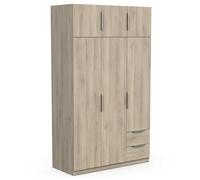Demeyere 391394 Vestidor con Armario Moderno 6 Puertas 5 estantes 2 cajones, Roble Kronberg, 119,4 x 51,1 x 203 cm, Madera de ingeniería, Gris